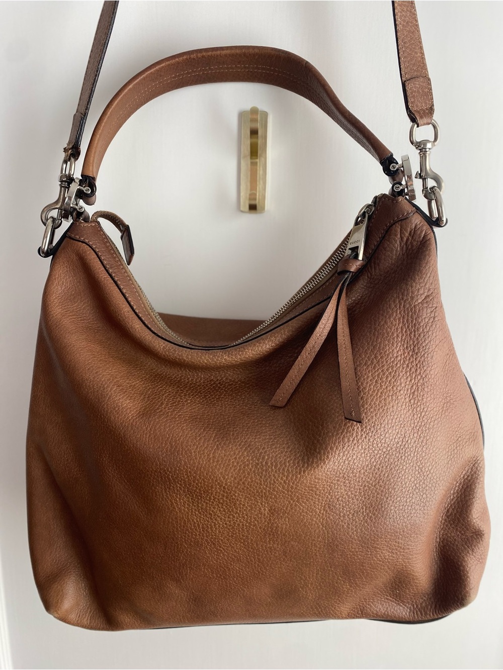 Gucci Brown Pebbled Leather Hobo Shoulder Bag